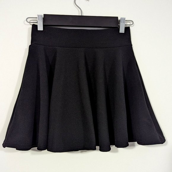 Black Midi Flared Stretch Party Skirt s: XS - Picture 1 of 6